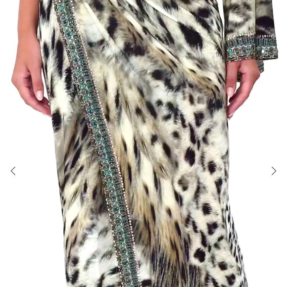 Camilla Leopard Print One-Shoulder Jersey Dress Embellished Snow Whispers Large - Picture 6 of 16